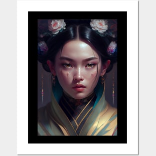 Japanese Geisha In Digital Art. Gift Idea For Japan Fans 2 Posters and Art
